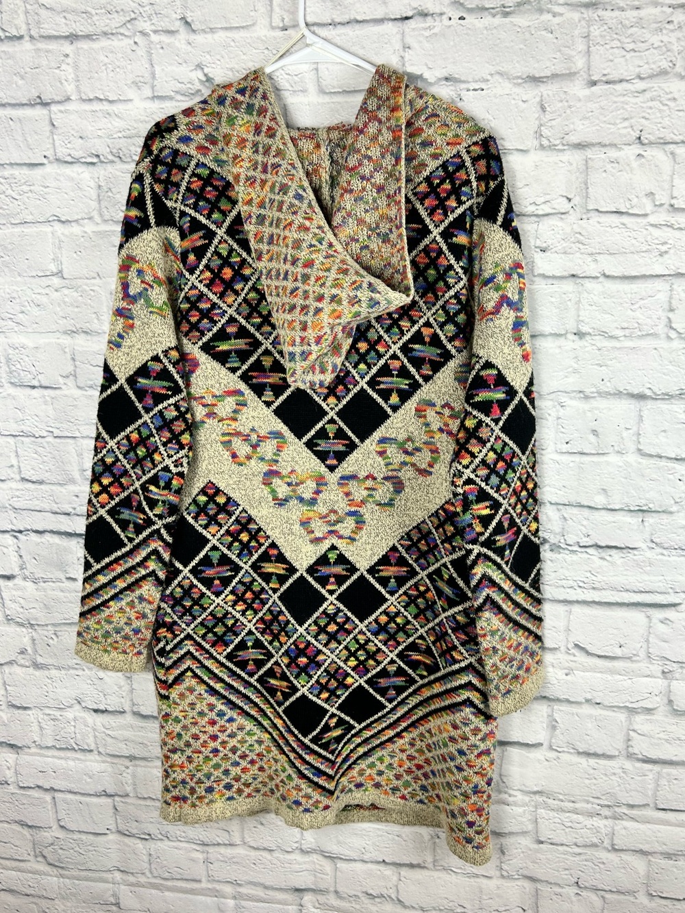 Kamana Southwestern Open Front Cardigan Sweater Large Boho Duster - Picture 6 of 7